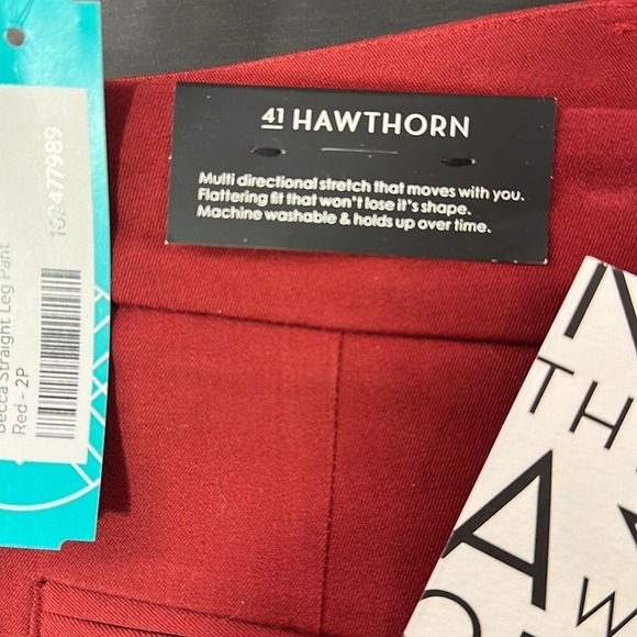 41 Hawthorn Pants 2P Becca Straight Leg Burgundy Ponte Stretch Tailored Preppy - Picture 9 of 15